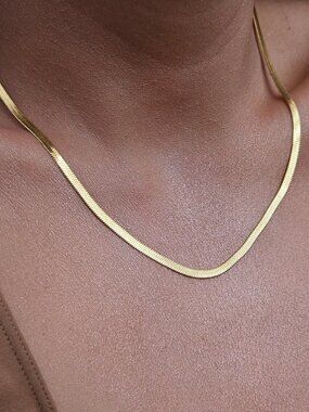 18K Gold Filled Herringbone Necklace - 16" + 2"
